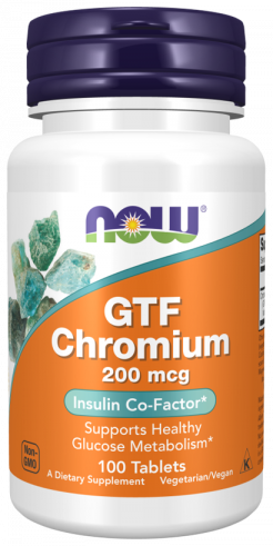 NOW GTF Chromium 200 mcg, Хром 200 мкг, 100 таблеток