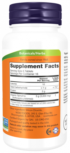 NOW Spirulina 500 mg, Спирулина 500 мг, 200 таблеток