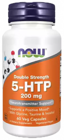 NOW Double strength 5-HTP 200 mg, Двойная сила 5-HTP 200 мг, 60 капсул