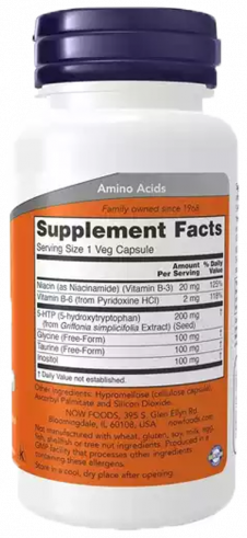 NOW Double strength 5-HTP 200 mg, Двойная сила 5-HTP 200 мг, 60 капсул