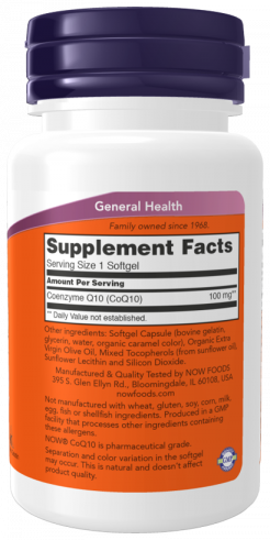 NOW Co Q10, 100 mg, Кофермент Q10, 100 мг, 50 капсул