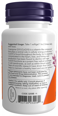 NOW Co Q10, 100 mg, Кофермент Q10, 100 мг, 50 капсул